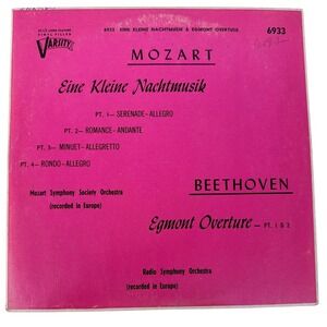 Mozart Eine Kleine Nachtmusik Beethoven Egmont Overture Varsity 6933 10" Vinyl